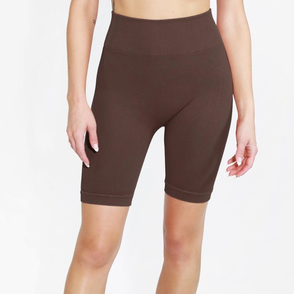 NWOT, Nikibiki Ribbed Highwaist Biker Shorts in Vintage Chocolate, One Size